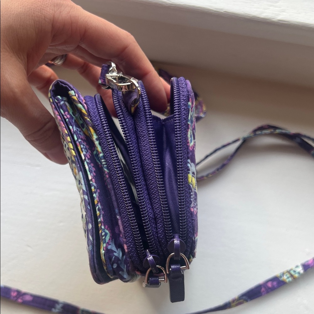 Quilted Purple Patterned Crossbody Wallet - Vera Bradley Style - Picture 6 of 7